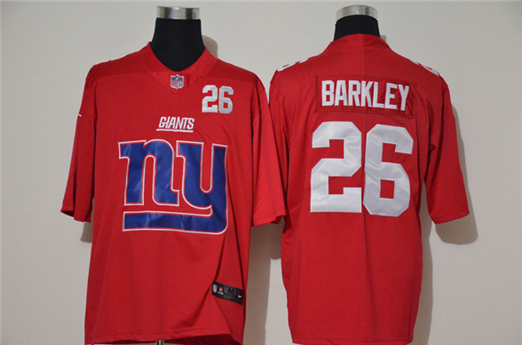 2020 New York Giants #26 Saquon Barkley Red Big Logo Number Vapor Untouchable Stitched NFL Nike Fash