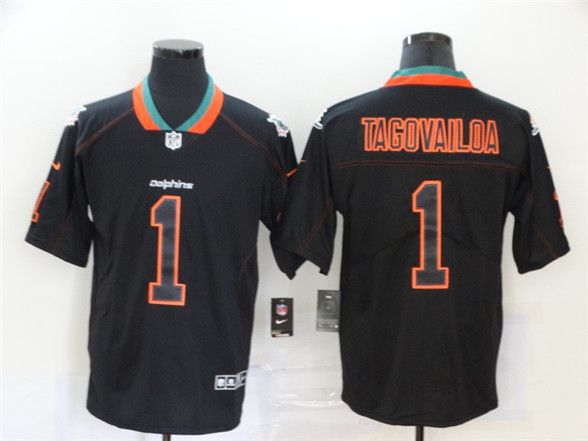 2020 Miami Dolphins #1 Tua Tagovailoa Black Lights Out Color Rush Stitched NFL Nike Limited Jersey