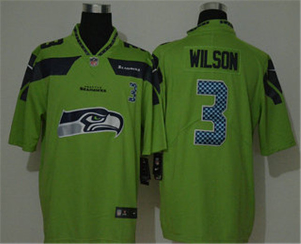 2020 Seattle Seahawks #3 Russell Wilson Green Big Logo Number Vapor Untouchable Stitched NFL Nike Fa