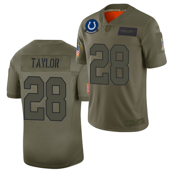 2020 Indianapolis Colts #28 Jonathan Taylor Olive 2019 Salute to Service Limited Nike Jersey