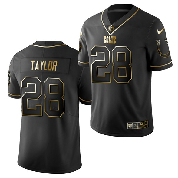 2020 Indianapolis Colts #28 Jonathan Taylor Black NFL Draft Golden Edition Nike Jersey