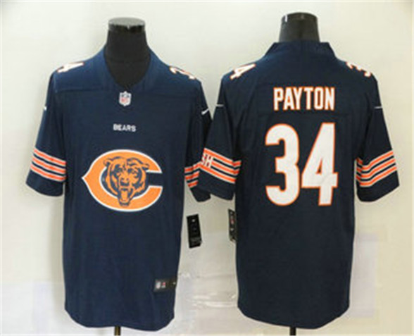 2020 Chicago Bears #34 Walter Payton Navy Blue Big Logo Vapor Untouchable Stitched NFL Nike Fashion