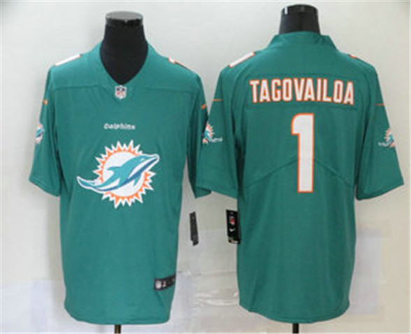 2020 Miami Dolphins #1 Tua Tagovailoa Green Big Logo Vapor Untouchable Stitched NFL Nike Fashion Lim