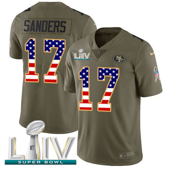 2020 Nike 49ers #17 Emmanuel Sanders Olive/USA Flag Super Bowl LIV Men's Stitched NFL Limited 2017 S