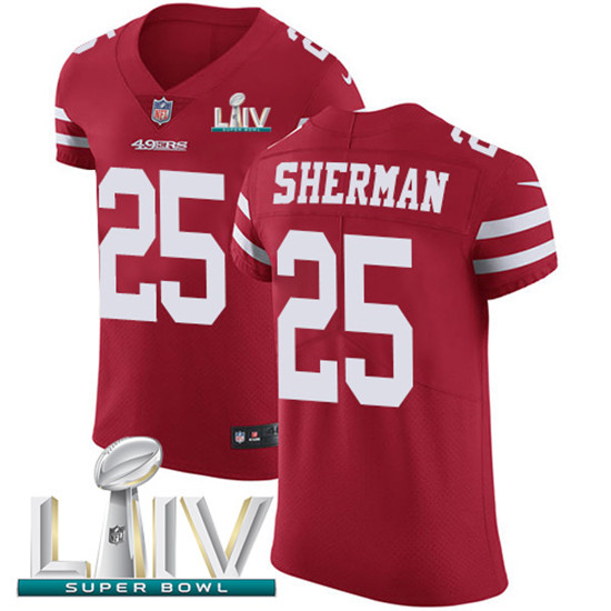2020 Nike 49ers #25 Richard Sherman Red Super Bowl LIV Team Color Men's Stitched NFL Vapor Untouchab