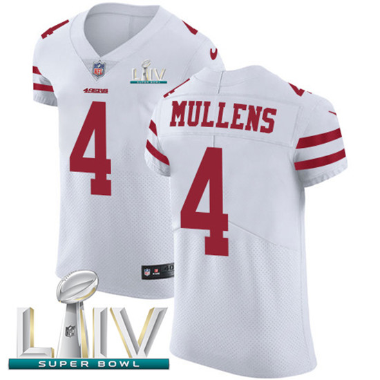 2020 Nike 49ers #4 Nick Mullens White Super Bowl LIV Men's Stitched NFL Vapor Untouchable Elite Jers