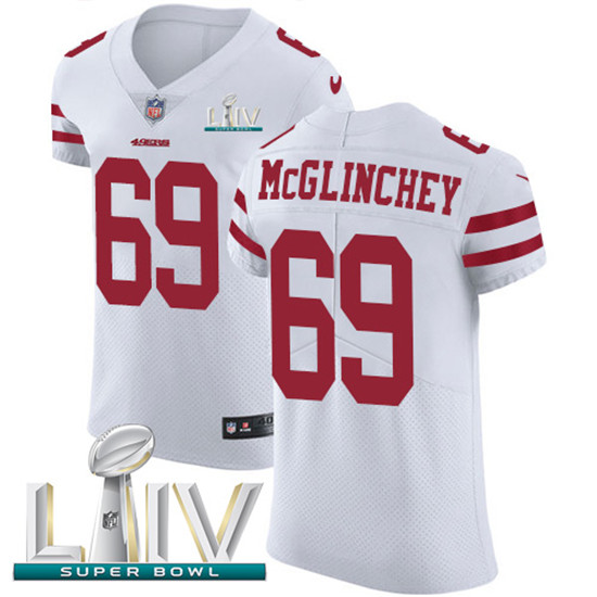 2020 Nike 49ers #69 Mike McGlinchey White Super Bowl LIV Men's Stitched NFL Vapor Untouchable Elite