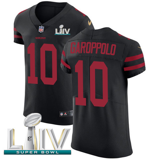 2020 Nike 49ers #10 Jimmy Garoppolo Black Super Bowl LIV Alternate Men's Stitched NFL Vapor Untoucha