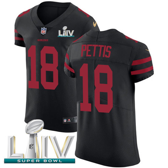 2020 Nike 49ers #18 Dante Pettis Black Super Bowl LIV Alternate Men's Stitched NFL Vapor Untouchable