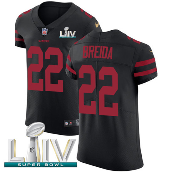 2020 Nike 49ers #22 Matt Breida Black Super Bowl LIV Alternate Men's Stitched NFL Vapor Untouchable