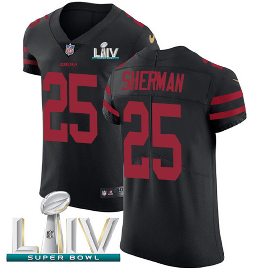 2020 Nike 49ers #25 Richard Sherman Black Super Bowl LIV Alternate Men's Stitched NFL Vapor Untoucha