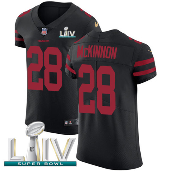 2020 Nike 49ers #28 Jerick McKinnon Black Super Bowl LIV Alternate Men's Stitched NFL Vapor Untoucha