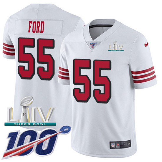 2020 Nike 49ers #55 Dee Ford White Super Bowl LIV Rush Men's Stitched NFL Limited 100th Season Jerse