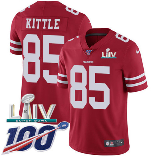 2020 Nike 49ers #85 George Kittle Red Super Bowl LIV Team Color Men's Stitched NFL 100th Season Vapo