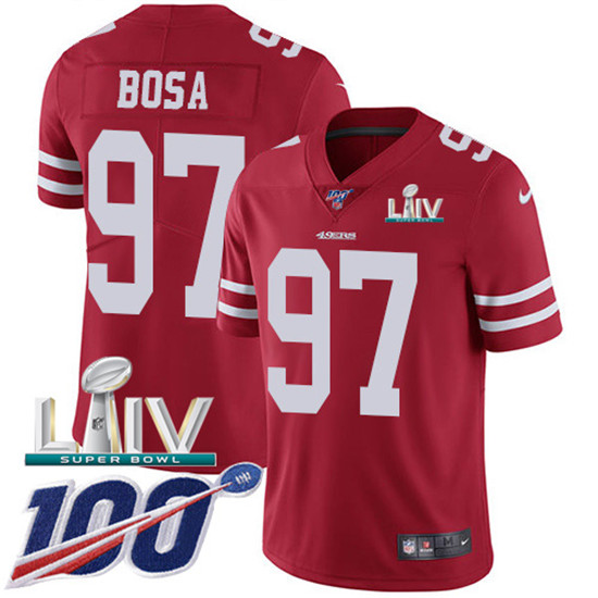 2020 Nike 49ers #97 Nick Bosa Red Super Bowl LIV Team Color Men's Stitched NFL 100th Season Vapor Li