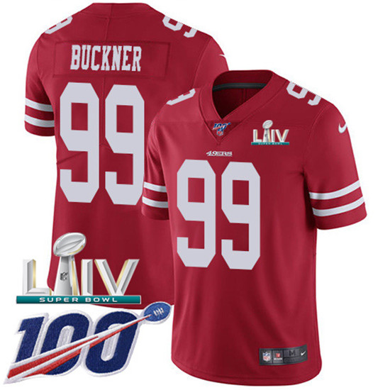 2020 Nike 49ers #99 DeForest Buckner Red Super Bowl LIV Team Color Men's Stitched NFL 100th Season V
