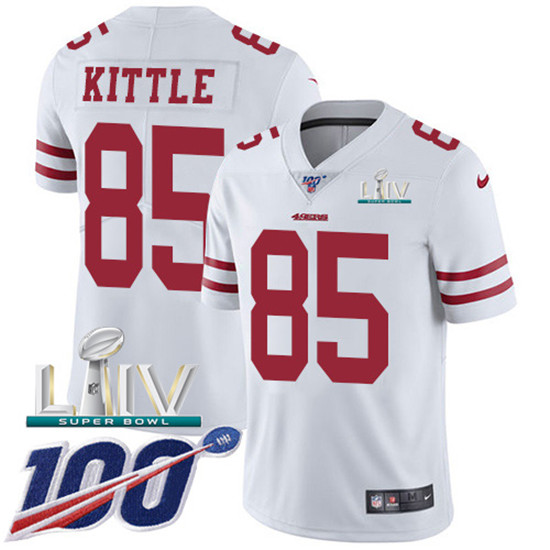 2020 Nike 49ers #85 George Kittle White Super Bowl LIV Men's Stitched NFL 100th Season Vapor Limited