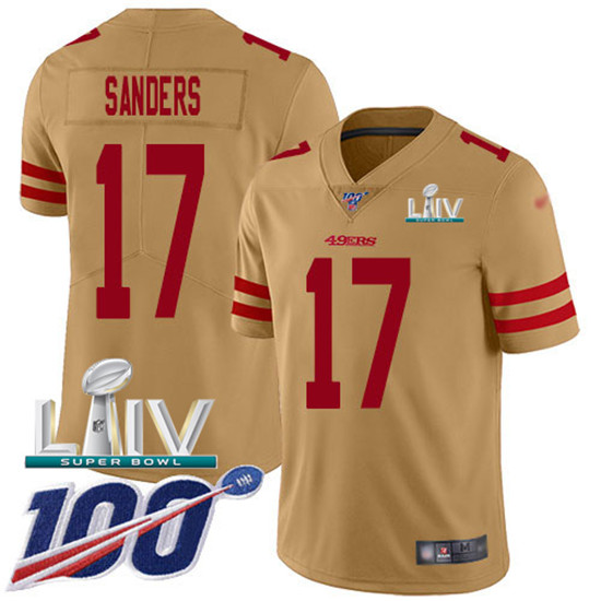 2020 Nike 49ers #17 Emmanuel Sanders Gold Super Bowl LIV Men's Stitched NFL Limited Inverted Legend