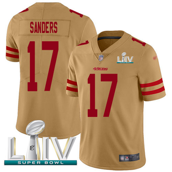 2020 Nike 49ers #17 Emmanuel Sanders Gold Super Bowl LIV Men's Stitched NFL Limited Inverted Legend