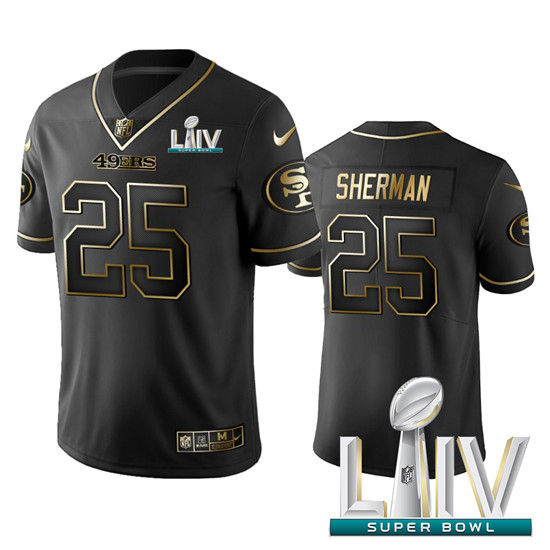 2020 Nike 49ers #25 Richard Sherman Black Golden Super Bowl LIV Limited Edition Stitched NFL Jersey