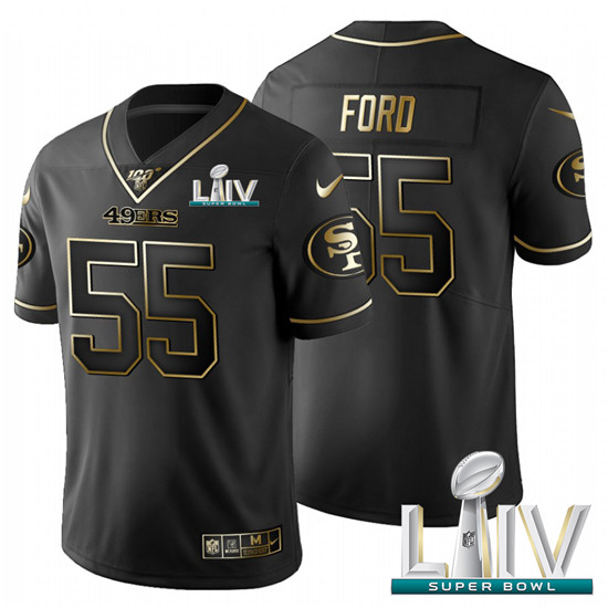 2020 San Francisco 49ers #55 Dee Ford Men's Nike Black Golden Super Bowl LIV Limited NFL 100 Jersey