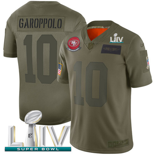 2020 Nike 49ers #10 Jimmy Garoppolo Camo Super Bowl LIV Men's Stitched NFL Limited 2019 Salute To Se