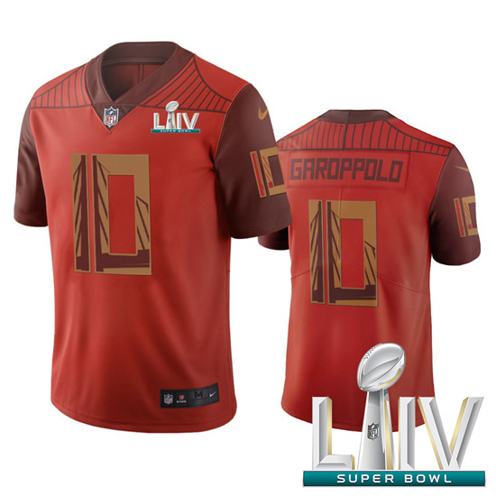2020 San Francisco 49ers #10 Jimmy Garoppolo Orange Super Bowl LIV Vapor Limited City Edition NFL Je