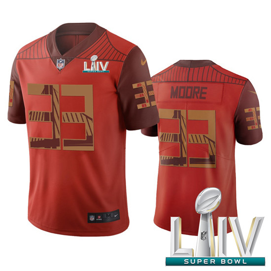 2020 San Francisco 49ers #33 Tarvarius Moore Orange Super Bowl LIV Vapor Limited City Edition NFL Je