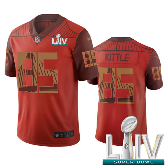 2020 San Francisco 49ers #85 George Kittle Orange Super Bowl LIV Vapor Limited City Edition NFL Jers