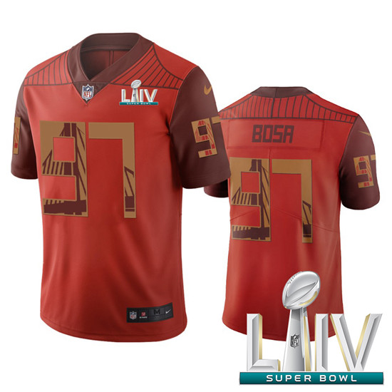 2020 San Francisco 49ers #97 Nick Bosa Orange Super Bowl LIV Vapor Limited City Edition NFL Jersey