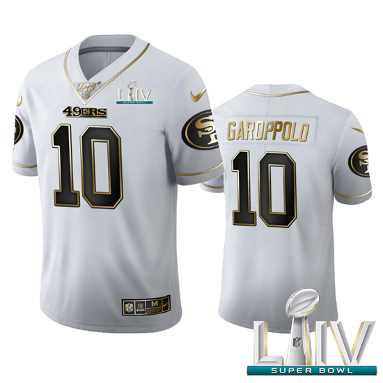 2020 San Francisco 49ers #10 Jimmy Garoppolo Men's Nike White Golden Super Bowl LIV Edition Vapor Li