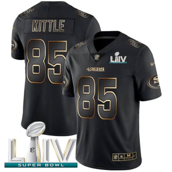 2020 Nike 49ers #85 George Kittle Black/Gold Super Bowl LIV Men's Stitched NFL Vapor Untouchable Lim