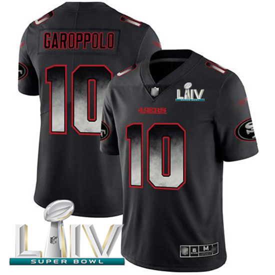 2020 Nike 49ers #10 Jimmy Garoppolo Black Super Bowl LIV Men's Stitched NFL Vapor Untouchable Limite - Click Image to Close