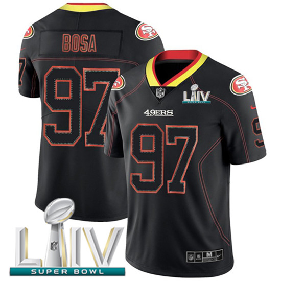 2020 Nike 49ers #97 Nick Bosa Lights Out Black Super Bowl LIV Men's Stitched NFL Limited Rush Jersey