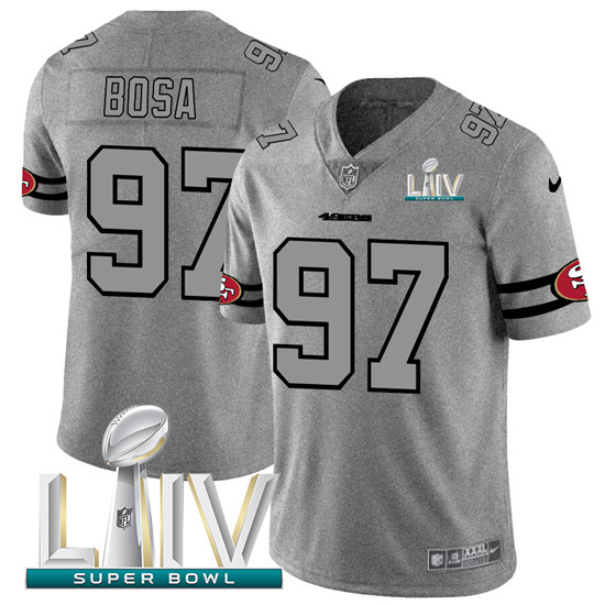 2020 San Francisco 49ers #97 Nick Bosa Men's Nike Gray Super Bowl LIV Gridiron II Vapor Untouchable