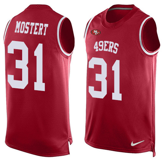 2020 Nike 49ers #31 Raheem Mostert Red Team Color Men's Stitched NFL Limited Tank Top Jersey