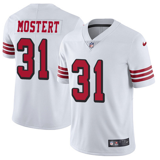 2020 Nike 49ers #31 Raheem Mostert White Men's Stitched NFL Limited Rush Jersey