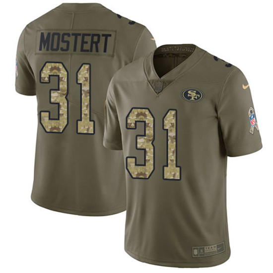2020 Nike 49ers #31 Raheem Mostert Olive/Camo Men's Stitched NFL Limited 2017 Salute To Service Jers