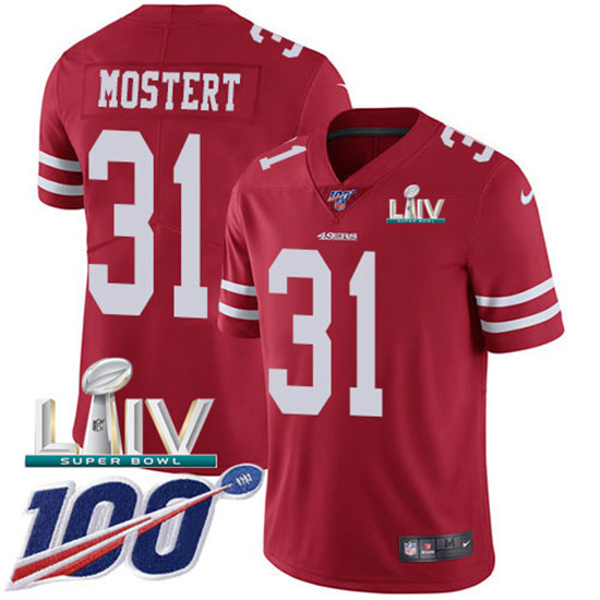2020 Nike 49ers #31 Raheem Mostert Red Super Bowl LIV Team Color Men's Stitched NFL 100th Season Vap - Click Image to Close