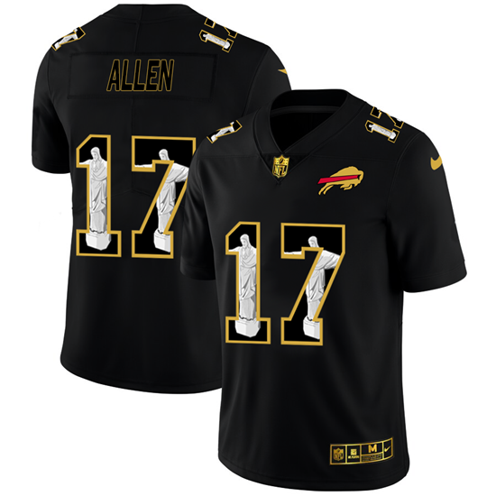 2020 Buffalo Bills #17 Josh Allen Men's Nike Carbon Black Vapor Cristo Redentor Limited NFL Jersey
