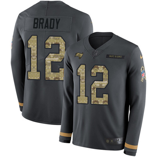 2020 Nike Buccaneers #12 Tom Brady Anthracite Salute to Service Men's Stitched NFL Limited Therma Lo