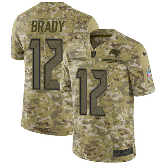 2020 Nike Buccaneers #12 Tom Brady Camo Men's Stitched NFL Limited 2018 Salute To Service Jersey