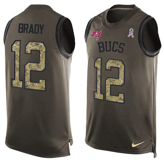 2020 Nike Buccaneers #12 Tom Brady Green Men's Stitched NFL Limited Salute To Service Tank Top Jerse