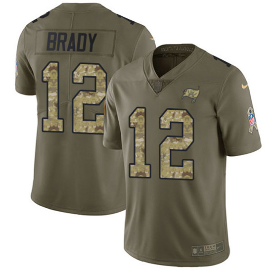 2020 Nike Buccaneers #12 Tom Brady Olive/Camo Men's Stitched NFL Limited 2017 Salute To Service Jers - Click Image to Close