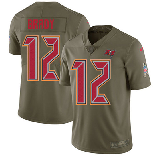 2020 Nike Buccaneers #12 Tom Brady Olive Men's Stitched NFL Limited 2017 Salute To Service Jersey
