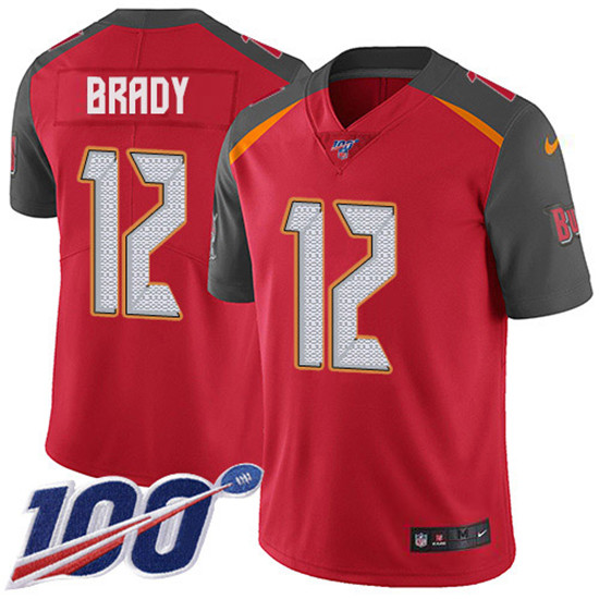 2020 Nike Buccaneers #12 Tom Brady Red Team Color Men's Stitched NFL 100th Season Vapor Untouchable