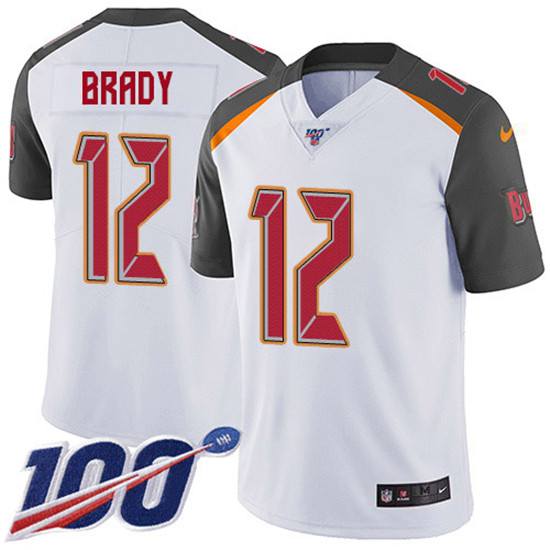 2020 Nike Buccaneers #12 Tom Brady White Men's Stitched NFL 100th Season Vapor Untouchable Limited J