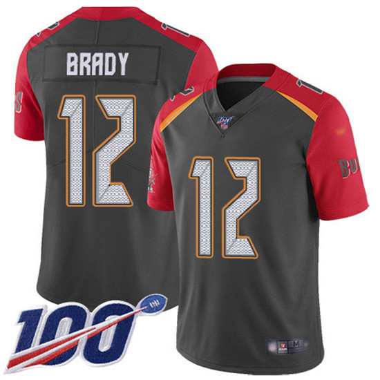 2020 Nike Buccaneers #12 Tom Brady Gray Men's Stitched NFL Limited Inverted Legend 100th Season Jers