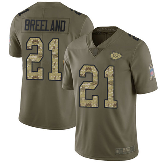 2020 Nike Chiefs #21 Bashaud Breeland Olive/Camo Men's Stitched NFL Limited 2017 Salute To Service J