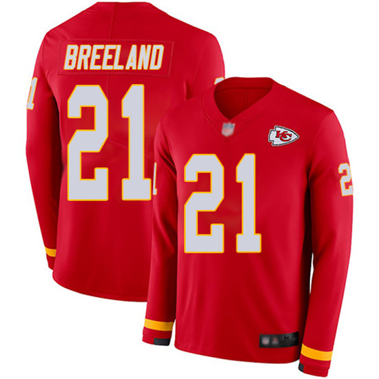 2020 Men's Chiefs #21 Bashaud Breeland Red Team Color Men's Stitched NFL Limited Therma Long Sleeve